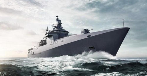 The hull of the Bulgarian Navy's first MMPV (artist's impression), 
        
        , was launched in front of the MTG Delfin shipyard in Varna on 4 August.
