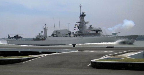 Indonesian Navy's lead Bung Tomo-class vessel seen here during the 69th TNI Day Parade in Surabaya. All vessels in the class are being upgraded to fire the Exocet Block 3 missile.