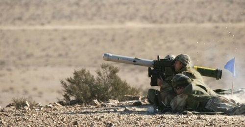 The Spike LR II (pictured above) is being tested by an infantry team in manportable configuration. This is a fifth-generation portable fire-and-forget ATGM system.