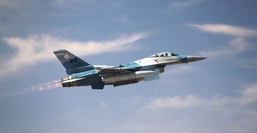 US Air Force F-16 Aggressor at Red Flag 16-02. Ukrainian F-16s may be painted similarly if their MiG and Sukhoi fleets are any measure.