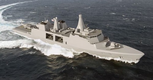 A computer-generated image of the Arrowhead 140 design, which is the basis for Indonesia's 'Red White' frigate programme. Keel for the first vessel was laid down in August 2023.