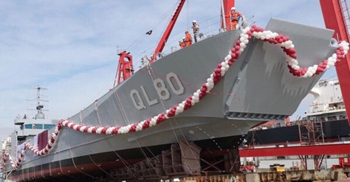 The Qatari landing ship 
        
         before it was launched at Anadolu Shipyard in Istanbul.