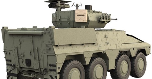 In this artist's rendition the Multi Canister Launcher is installed on the side of a turret.