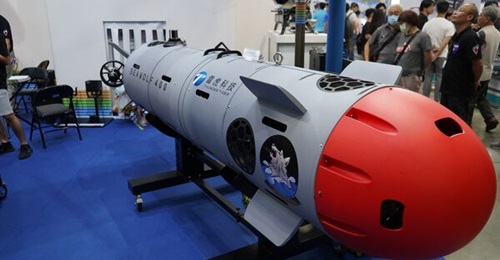 The Seawolf 400 autonomous underwater vehicle, pictured above from TADTE 2023, is designed to perform underwater anti-mine; search-and-rescue; and intelligence, surveillance, and reconnaissance operations.
