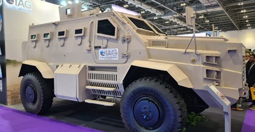 The 4×4 Rila Xtreme mine-resistant ambush-protected armoured vehicle was featured at DSEI 2023 alongside the 4×4 Guardian Xtreme.