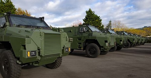 The New Zealand Army's new Bushmaster vehicles at the Trentham Military Camp located in Upper Hutt near Wellington. The New Zealand MoD has issued request for proposals (RFP) to install new communications and digital systems into the army's fleet of Bu...