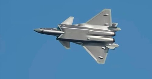 A screengrab from footage released by CCTV on 26 September - two days before the start of the Airshow China 2021 defence exhibition - showing a J-20A fighter aircraft in flight fitted with locally developed WS10C engines.
