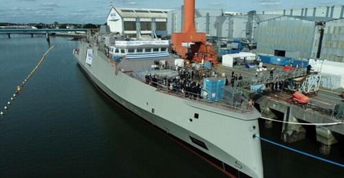 , the first FDI frigate for the Hellenic Navy, was officially launched at Naval Group's Lorient shipyard on 4 October.
