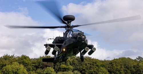 An AH-64E flown by 3 Regiment during the recent Exercise 'Iron Titan'.