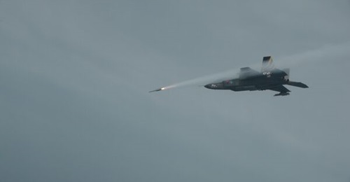 A KF-21 prototype launches an InfraRed Imaging System-Tail control (IRIS-T) guided missile in tests in April.
