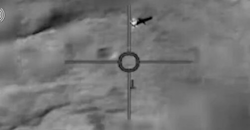 Footage released on 2 November by the Israeli Air Force showing the moments before an F-35I shoots down a Houthi cruise missile.