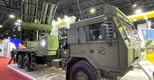 The D11A, pictured at the Defense & Security 2023 show in Bangkok, is intended to launch guided and unguided rocket systems of different calibres, with an effective range between 40 and 300 km.