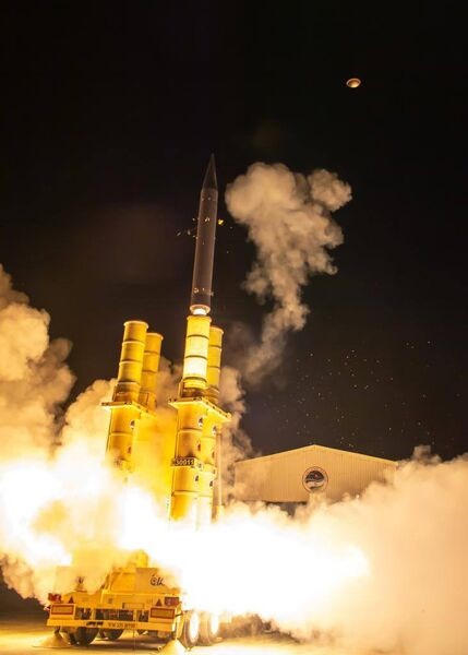 The Israeli MoD released a file photo of an Arrow 3 interceptor being launched to illustrate the first operational use of the missile on 9 November.