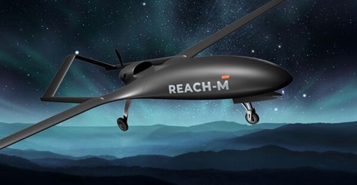 An artist's impression of the UAE Edge Group Reach-M UCAV revealed at the Dubai Airshow 2023.