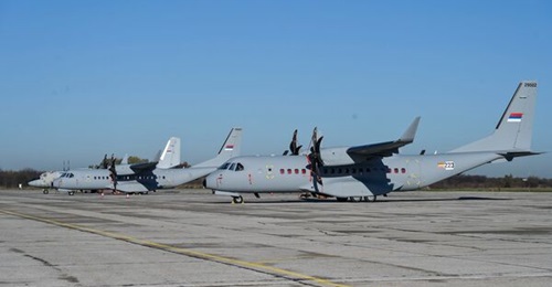 Serbia received its second and final Airbus C295 airlifter on 14 November, seen here at Batajnica in its temporary Spanish delivery markings.