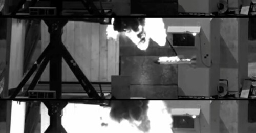 This series of images shows the Diamant hard-kill APS intercepting and defeating a test projectile representing an ATGM.