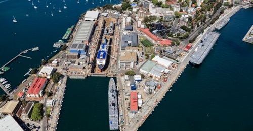 An aerial view of Garden Island Precinct.