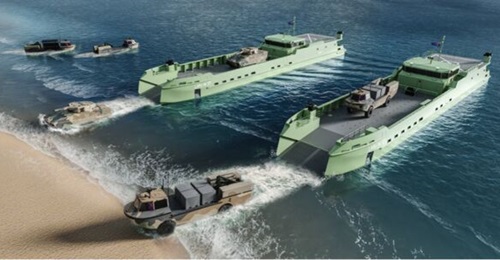Australia's Birdon Group Pty Ltd has been selected as the preferred designer for the Landing Craft Medium capability. The above picture shows the design of Birdon's proposed Landing Craft Medium.
