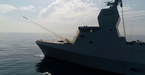 A C-GEM offboard active decoy is fired from an Israeli Sa'ar 6 corvette. Rafael has teamed with Hensoldt to offer the German Navy an ECM suite featuring both C-GEM and the Digital Shark onboard jammer.