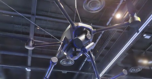 Saab has integrated a UAV capability into its instrumentation systems. Pictured is the UAV with Saab's integrated computer card, laser detector from a dismounted harness, and laser small arms transmitter displayed at I/ITSEC 2023.