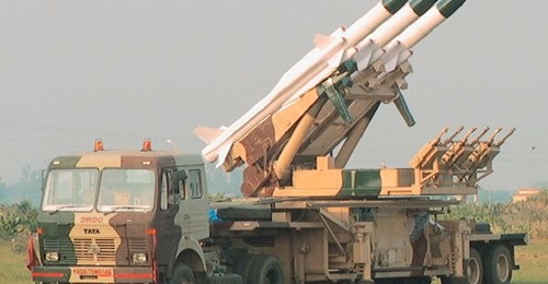 The Akash Air Force Launcher (pictured above) carries three Akash anti-aircraft surface-to-air missiles on a wheeled tractor-trailer combination.