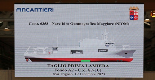 A steel-cutting ceremony to mark the start of construction on the Italian Navy's new oceanographic research vessel was held at Fincantieri's facilities in Riva Trigoso on 19 December.