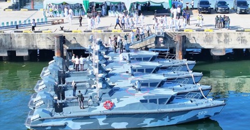 The first four G2000 Mk II fast interceptor crafts that were received by the Royal Malaysian Navy on 12 January 2024.