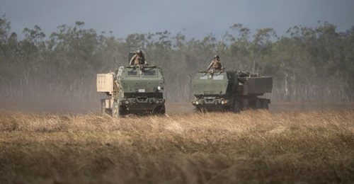 The M142 HIMARS - pictured above from Exercise 'Talisman Sabre' 2019 - is a 227 mm (six-round) MLRS. HIMARS can hit targets at a range of 70 km using GMLRS missiles.