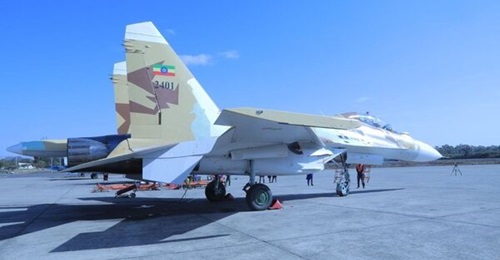One of two new Su-30 combat aircraft received by Ethiopia on 16 January.