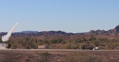 US marines with Marine Corps Systems Command fire a Stinger Missile from the Marine Air Defense Integrated System at Yuma Proving Ground, Arizona on 13 December 2023.