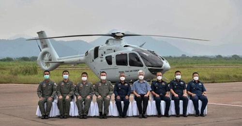 The RTAF has begun receiving Airbus H135 training helicopters. One of the helicopters is shown here bearing tail number '20203'.