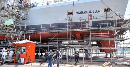 , seen here under construction at Lumut, more than two years after its ceremonial launch.