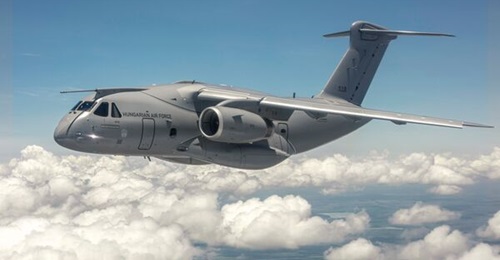 The first of two KC-390s for Hungary seen on its four-hour maiden flight over Brazil.