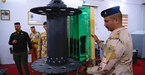 A still from the video shows an Iraqi soldier setting up an AN/TPQ-49 radar.