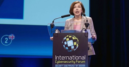 French Minister for the Armed Forces Florence Parly addresses the International Cybersecurity Forum (FIC) on 22 January 2019 in Lille, France. At the 2021 iteration of the FIC, Parly announced an increase in the country's recruitment of 'cyber-combatan...