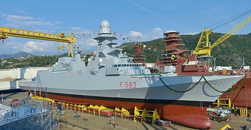 An Italian FREMM multimission frigate, similar to what Indonesia is seeking for its own navy.