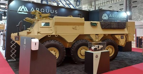 An Arquus-upgraded VAB on display at the Milipol Qatar show held in Doha in May 2022.