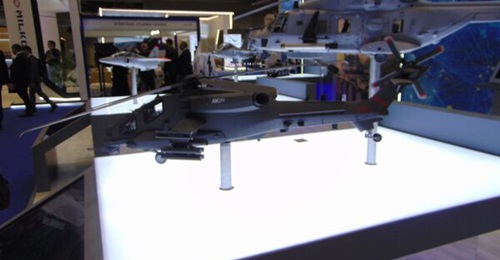 A model of the AW249 attack helicopter was displayed for the first time at DIMDEX 2024 in Doha.