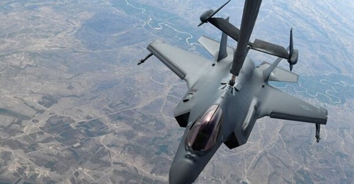 The USAF's acquisition budget request includes 42 additional F-35As, such as the one seen here refuelling from a KC-10 tanker above an undisclosed location in 2019.