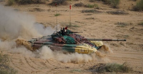 The armament of the T-72 MBT (pictured above) - taking part in an Indian Army exercise in November 2022 - includes a 125 mm main gun, a 7.62 mm co-axial machine gun, and a 12.7 mm gun. The Indian Army seeks to integrate the CALM system into the tank.