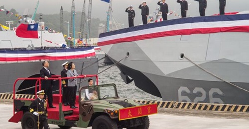 Taiwan's President Tsai Ing-wen seen here at the handover ceremony of 
        
         (625) and 
        
         (626) on 26 March 2024.