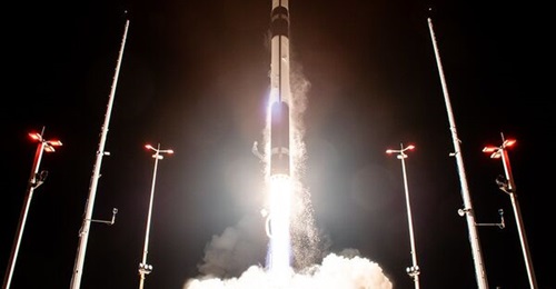 Rocket Lab's Electron launch vehicle taking off from NASA's Wallops Flight Facility in Virginia on 21 March. The rocket carried a US satellite, which includes an experimental communications payload developed by the NZDF.