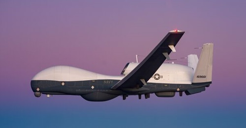 An MQ-4C maritime unmanned aerial vehicle in flight.