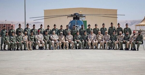 SANG pilots complete an MD 350F course in October 2017. Training appears to have continued at this facility north of Kashm al-An after Dirab was completed.