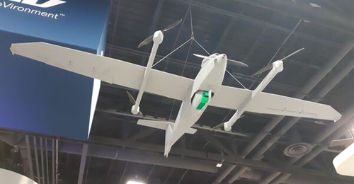 The AeroVironment Arcturus Jump 20 vertical take-off and landing UAV on display at the Association of the United States Army's annual convention in Washington, DC, on 11 October 2021.