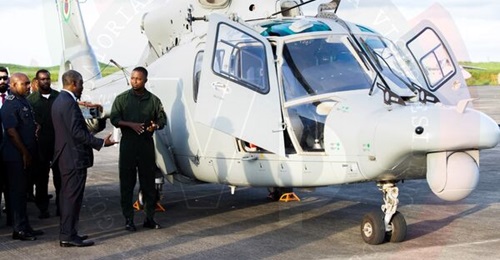 One of the new Z-9WE helicopters at Malabo airbase.