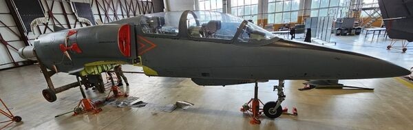 The disassembled L-39 light combat jet after being offloaded from a freight truck in Ukraine.
