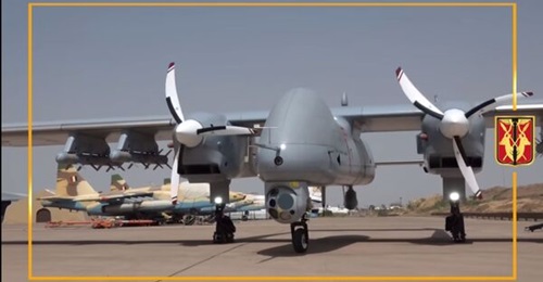 Chad's new Aksungur is seen warming up for take-off in a still from a video released by the AAT.