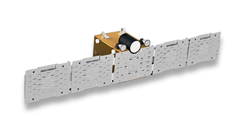 A computer-aided design model of the satellite that GalaxEye Space is developing to conduct Earth observation for defence forces. The satellite will be equipped with SAR and EO sensor for enhanced surveillance.