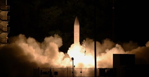 A C-HGB launches from Pacific Missile Range Facility during a Defense Department flight experiment in March 2020.